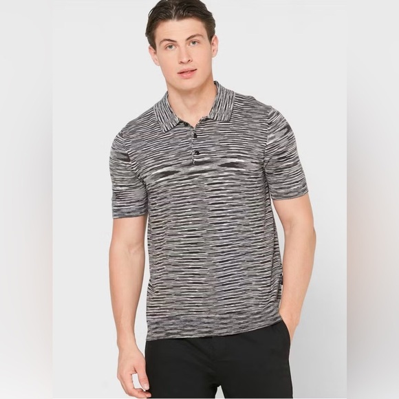 TED BAKER LONDON SPACE DIE SPACE POLO SHIRT BLACK & WHITE SMALL - Picture 1 of 10